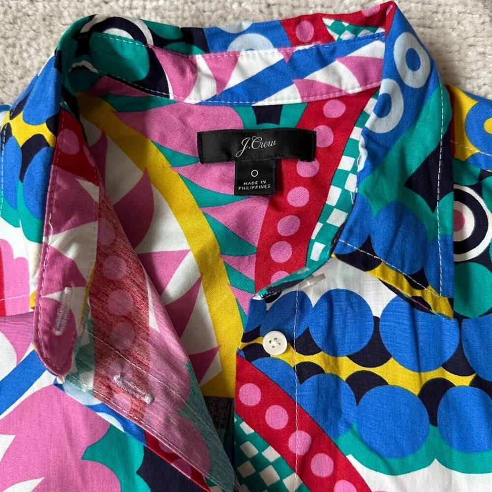 Women's J Crew Ratti Kaleidoscope Long Sleeve Button Down Sz 0 - Picture 7 of 11